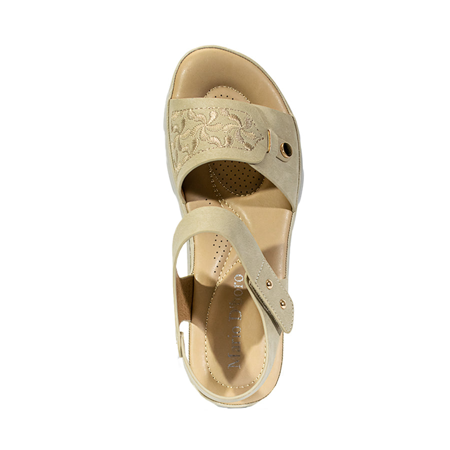 Mario D' Boro Women's Flat Sandals LX 26971 Beige and Bone C52