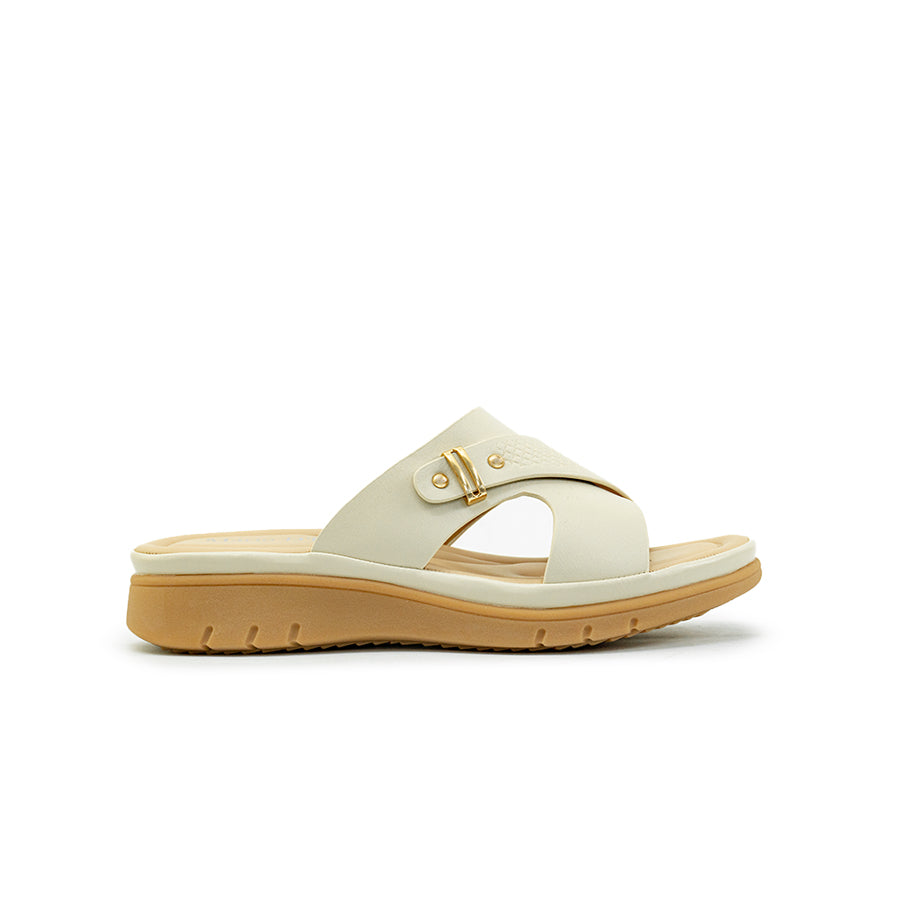 Mario D' boro Women's Flat Sandals LY 27772 - Dark Beige / Off White C89