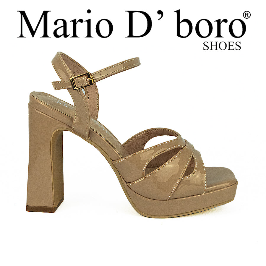 Mario D' Boro Women's Heeled Sandals Lw 24686 Beige/Black C31