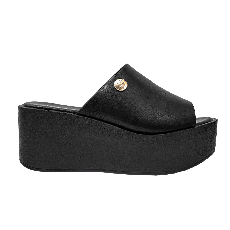 Women's Wedge Sandals LY 28026 Beige/Black C71