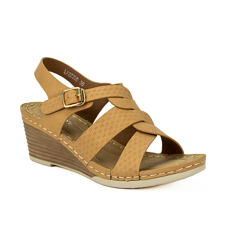 Mario D' Boro Women's Wedge Sandals LW 22396 Beige/Dark Gray