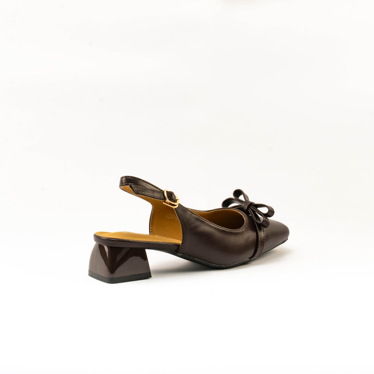 Mario D' boro Women's LZ 30497 C99 Taupe / Dark Brown slingback heel with bow detail and block heel.