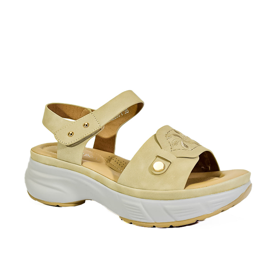 Mario D' Boro Women's Flat Sandals LX 26971 Beige and Bone C52