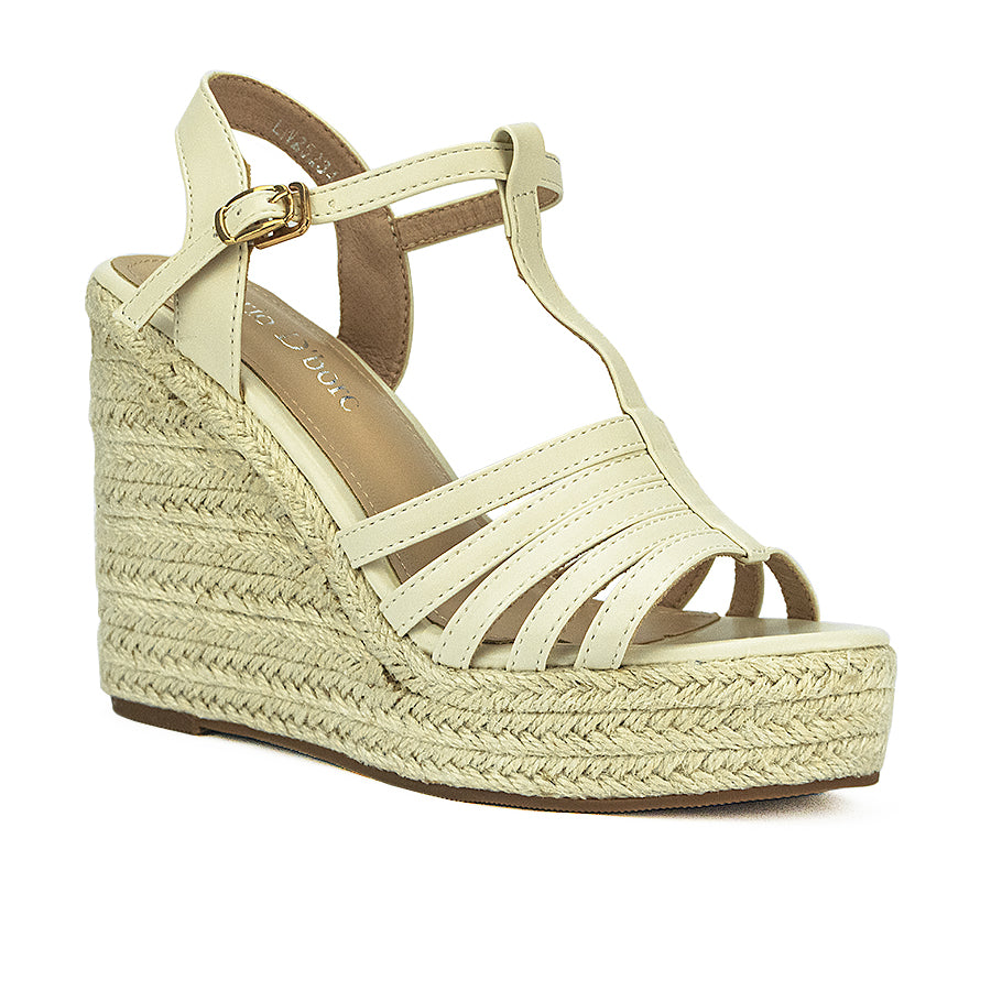 Mario D' Boro Women's Wedge Sandals Lw 25234 Off White/Taupe C36