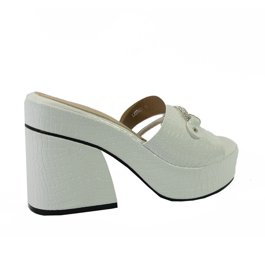 Mario D' Boro Women's Heeled Sandals LX 27405 Black/White C61