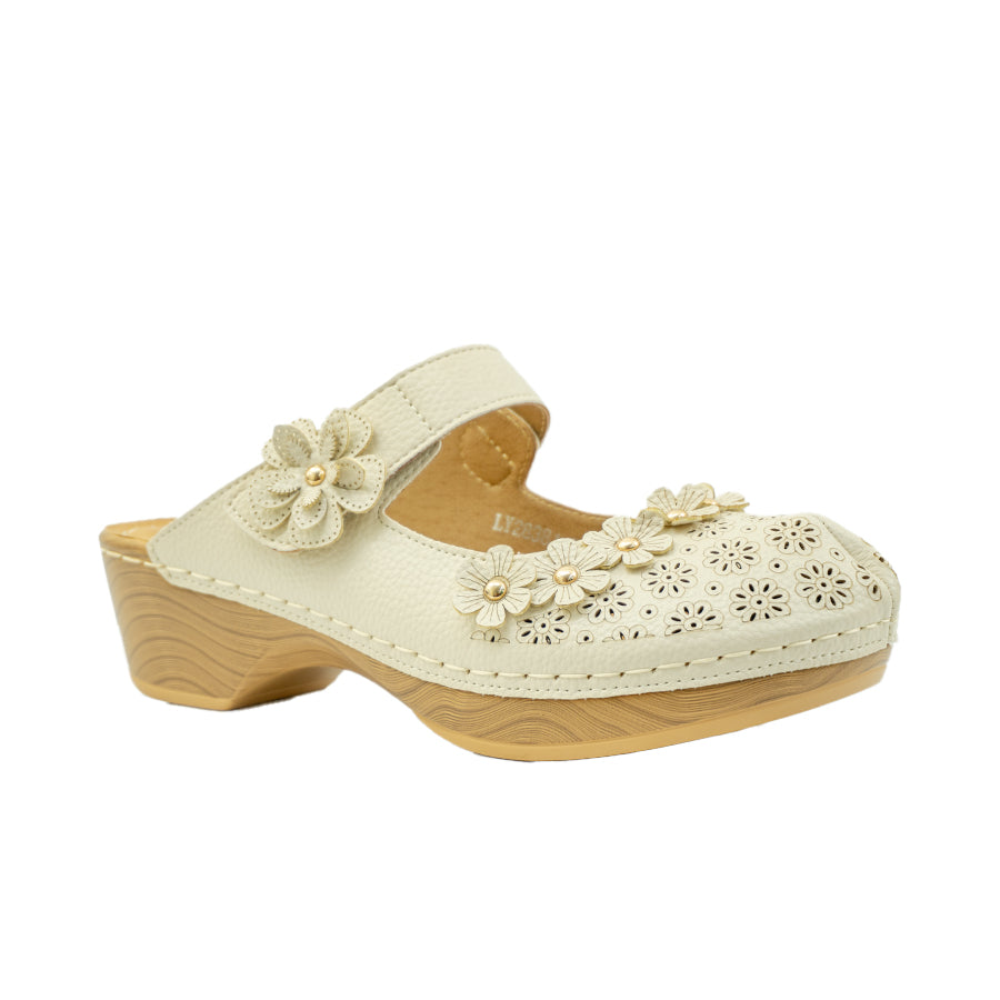 Mario D' Boro Women's Mules LY 28381Dark Beige/Off White C70