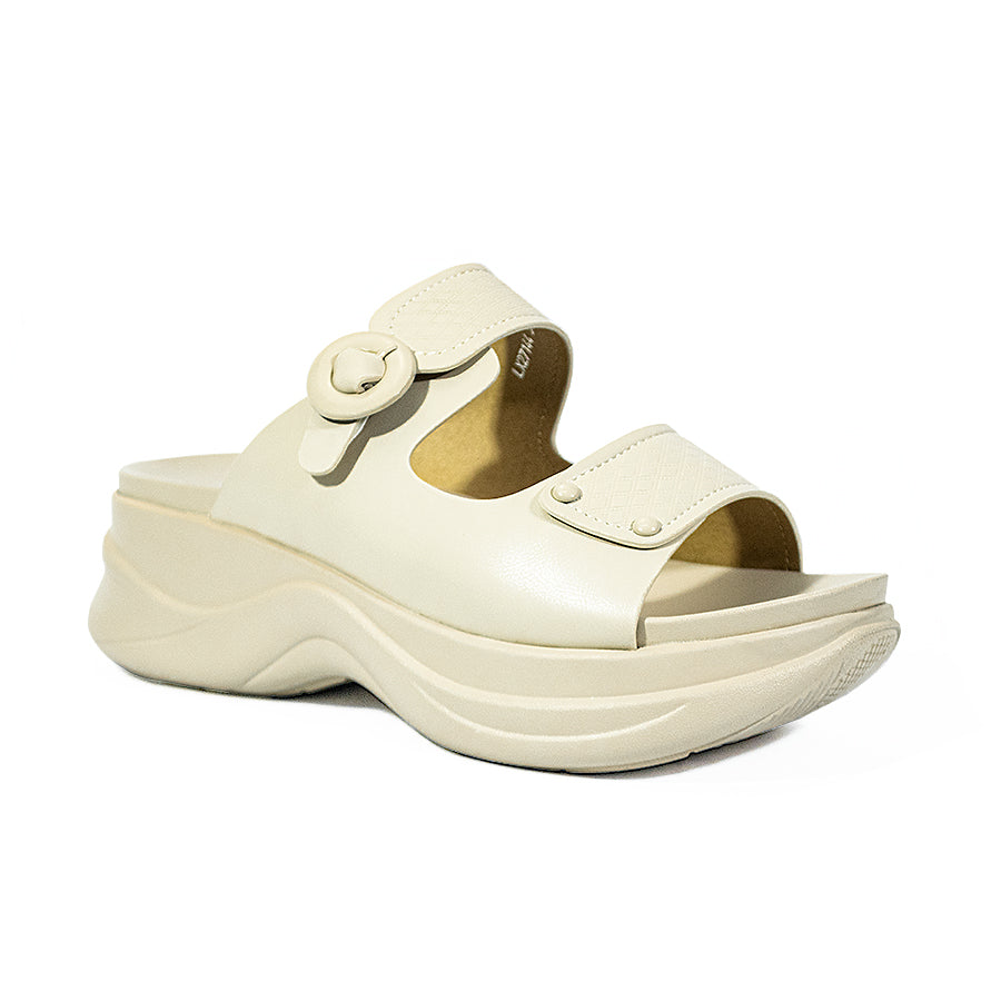 Mario D' Boro Women's Flat Sandals LY 27144 Bone/VDark Brown C65