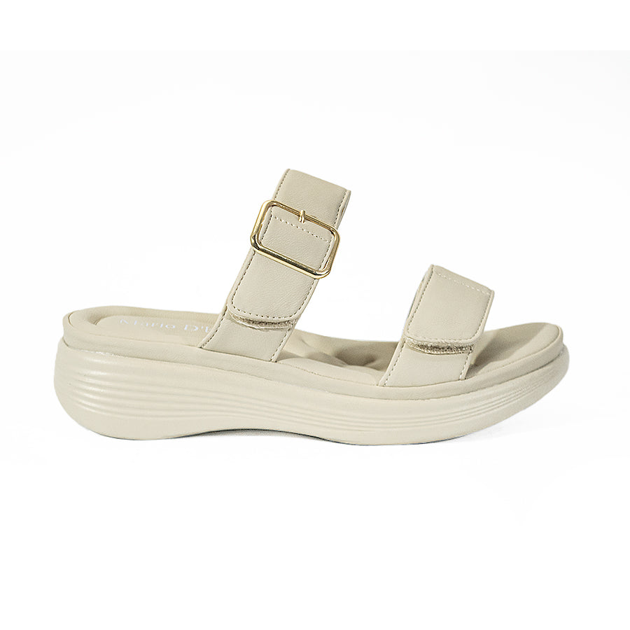 Mario D' Boro Women's Flat Sandals LY 28019 Bone/VDark Brown C65