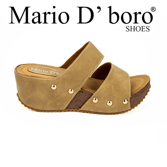 Mario D' Boro Women's Wedge Sandals LW 23382 Black/DarkBeige