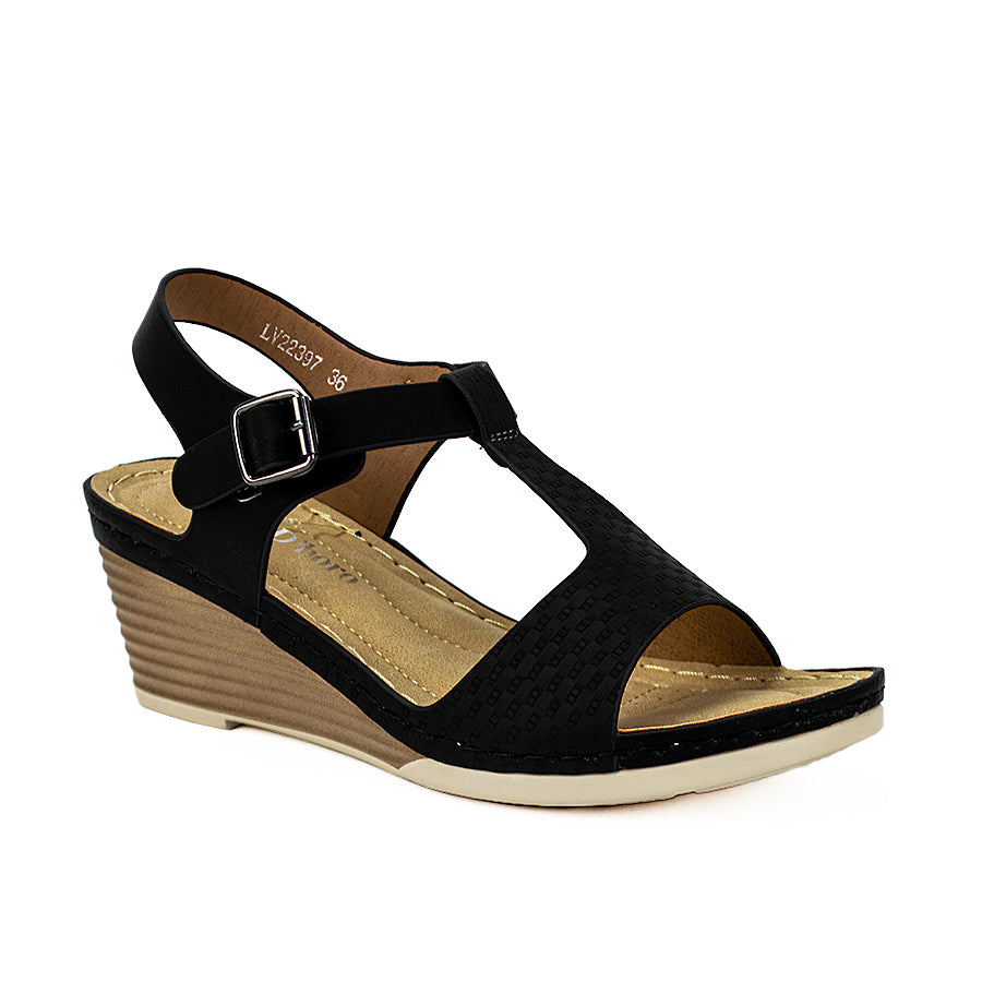 Mario D' Boro Women's Wedge Sandals LW 22397 Black/Dark Brown