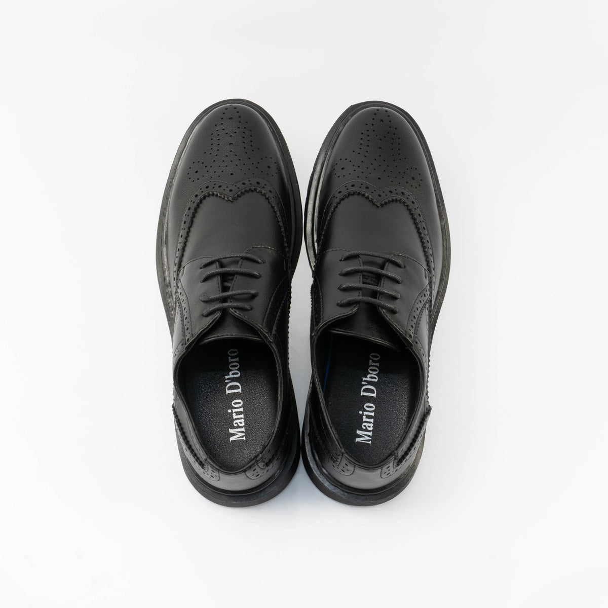 Mario D' boro Men's MZ 27497 C100 Black / Dark Brown dress shoe with perforated detailing lace-up closure and rubber sole.