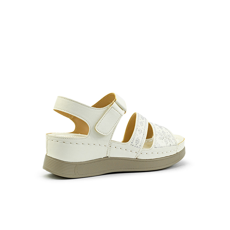 Mario D' boro Women's Wedge Sandals LY 29085 - Black / Off White C89