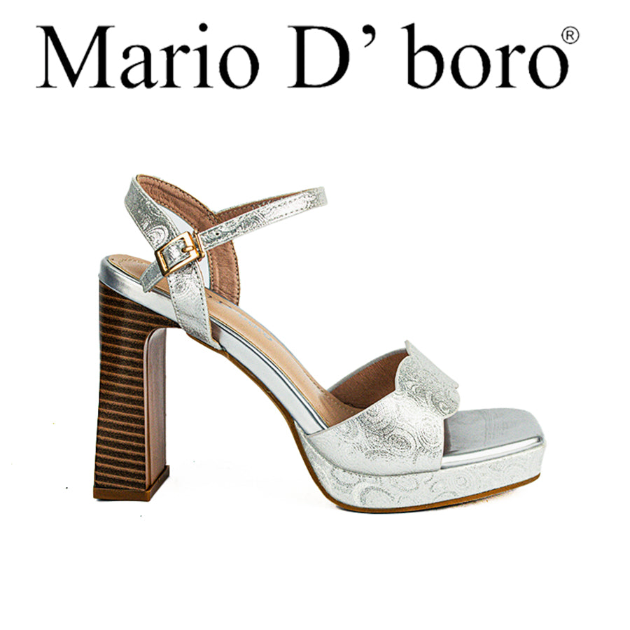Mario D' Boro Women's Heeled Sandals LX 26250 Silver C49