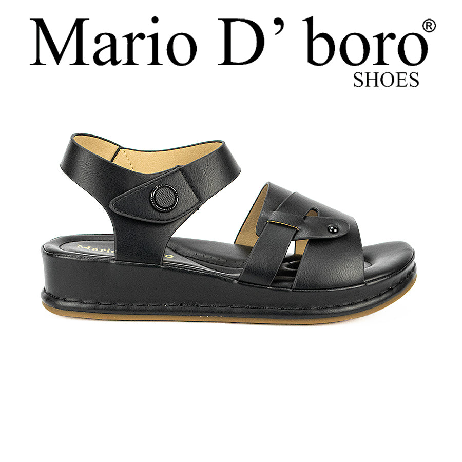 Mario D' Boro Women's Flat Sandals Lw 25264 Black/Bone C39