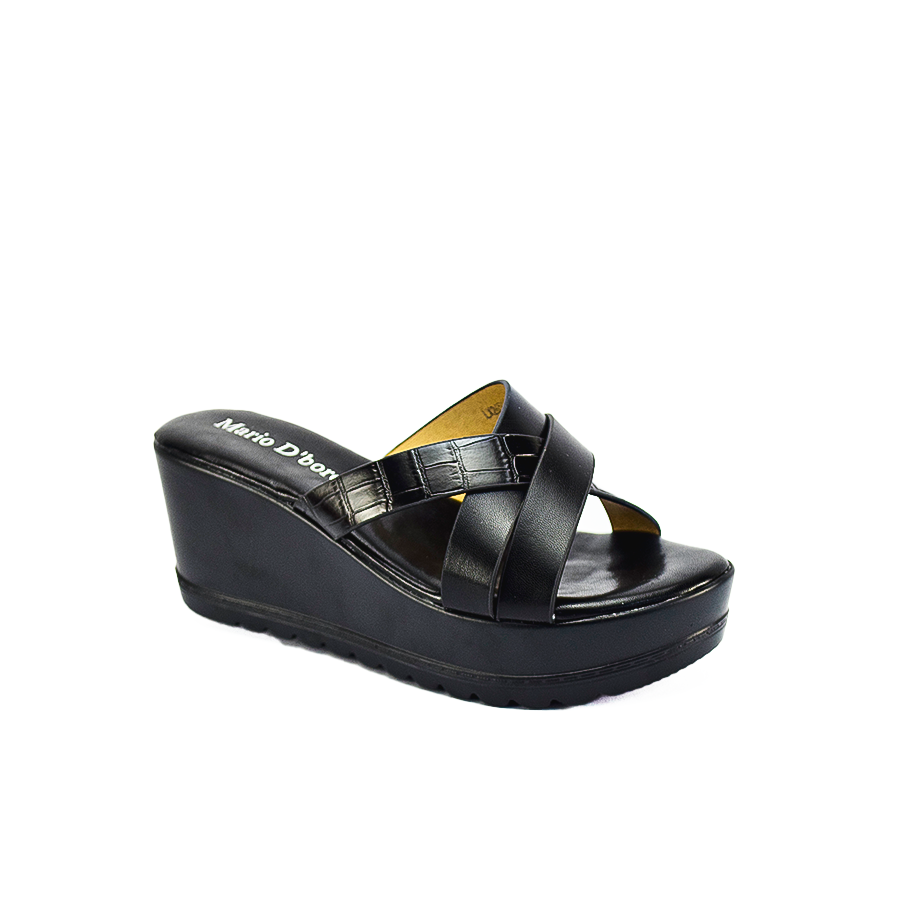 Mario D' Boro Women's Wedge Sandals LX 26590 Black/Maroon C51