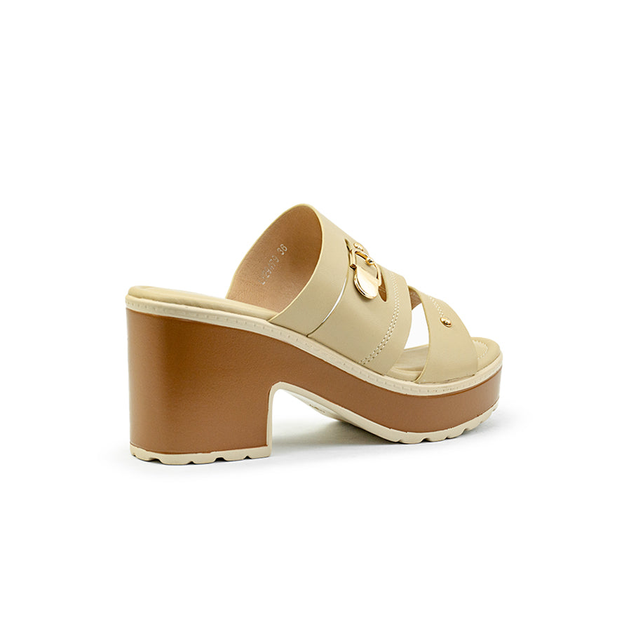 Mario D' boro Women's Heeled Sandals LY 29479 - Beige / VDark Brown C86