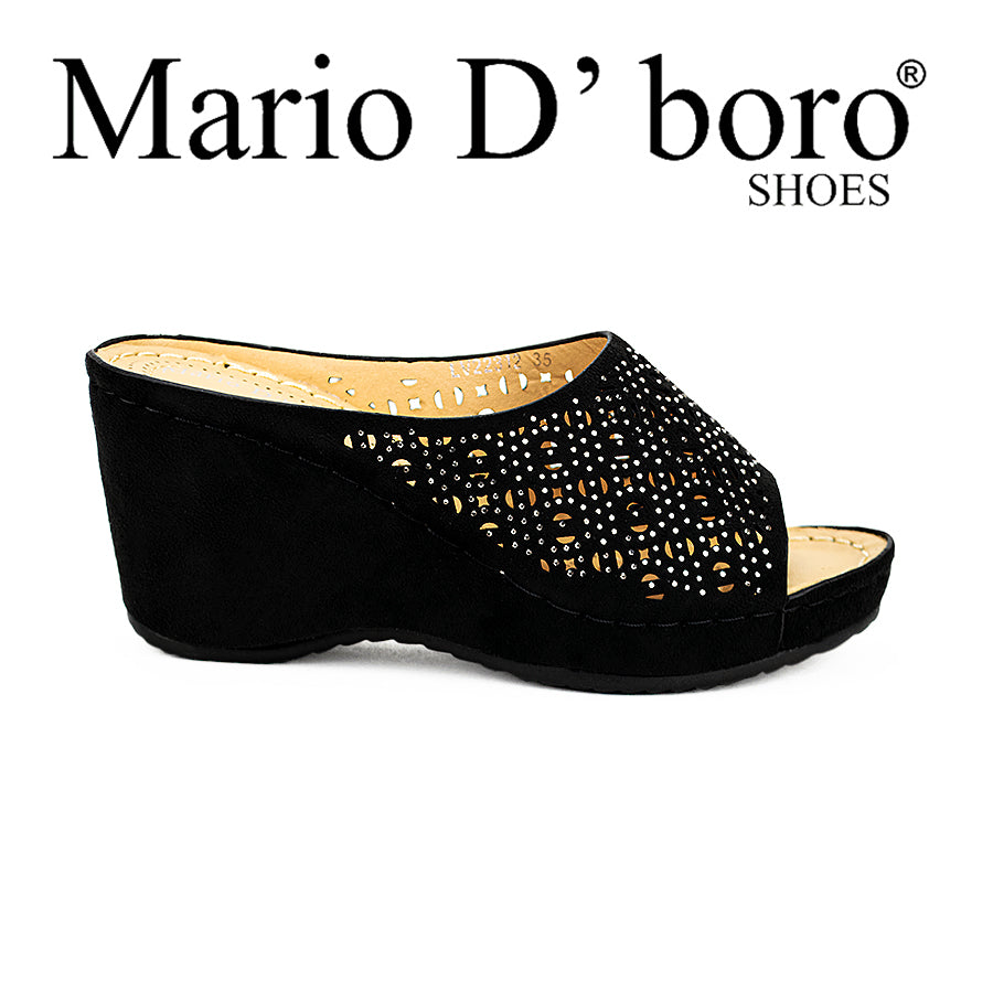 Mario D' Boro Women's Wedge Sandals Lv 22312 Beige/Black