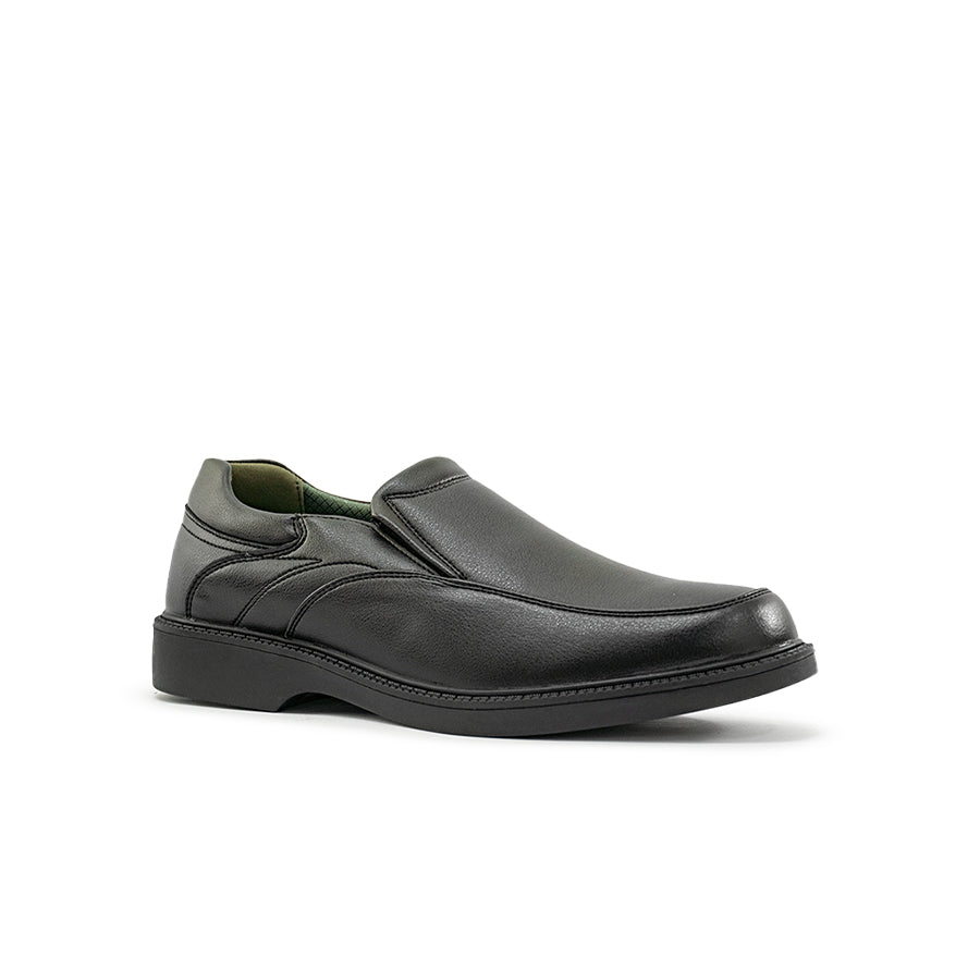 Mario D' boro Men's Formal MZ 27213 C95 Black leather slip-on shoe with low heel and green lining.