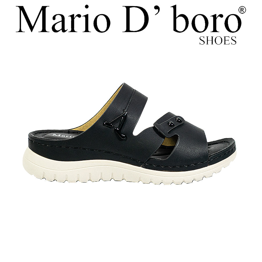 Mario D' Boro Women's Flat Sandals LY 28134 Black/Taupe C65