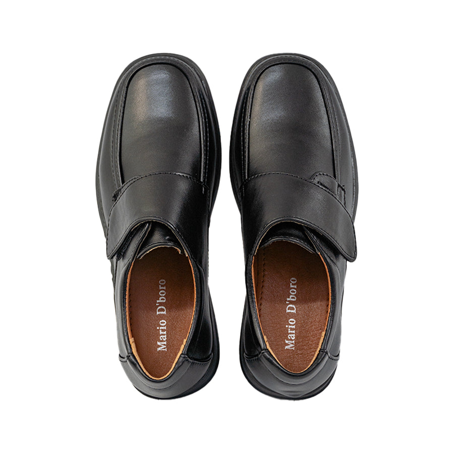 Mario D'boro Shoes Kids Boys KZ 24119 C91 Black leather shoe with velcro strap for easy fastening.