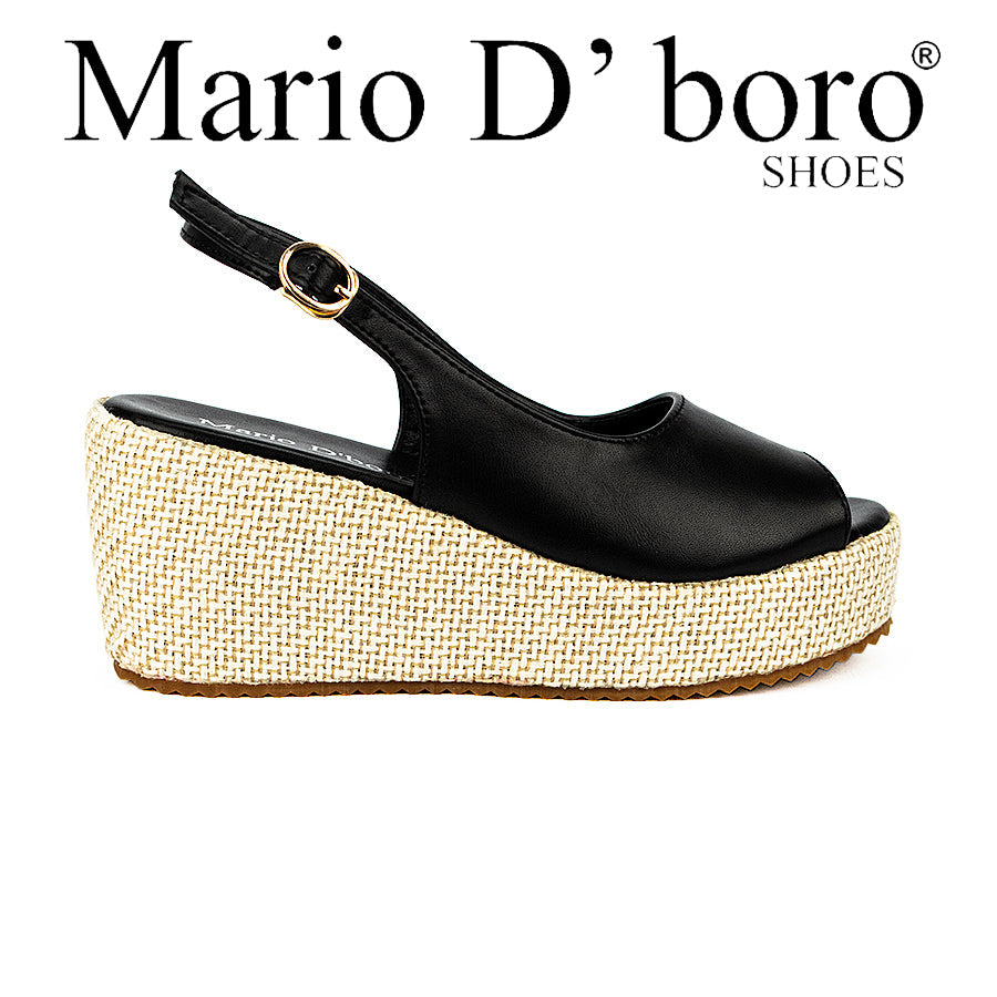 Mario D' Boro Women's Wedge Sandals LW 26011 Beige/Black C44 C65