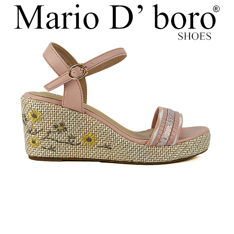 Mario D' Boro Women's Wedge Sandals Lw 26366 Black/old Rose C46