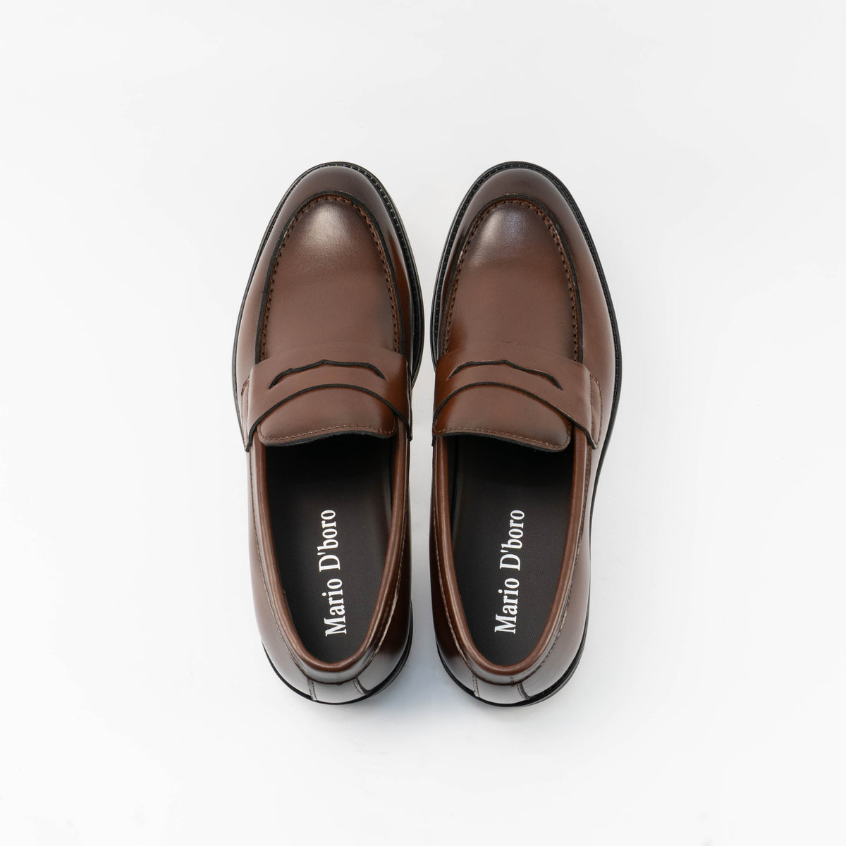 Mario D' boro Men's MZ 27524 C100 Black / Dark Brown formal slip-on shoes with low heel and classic design. Suitable for formal