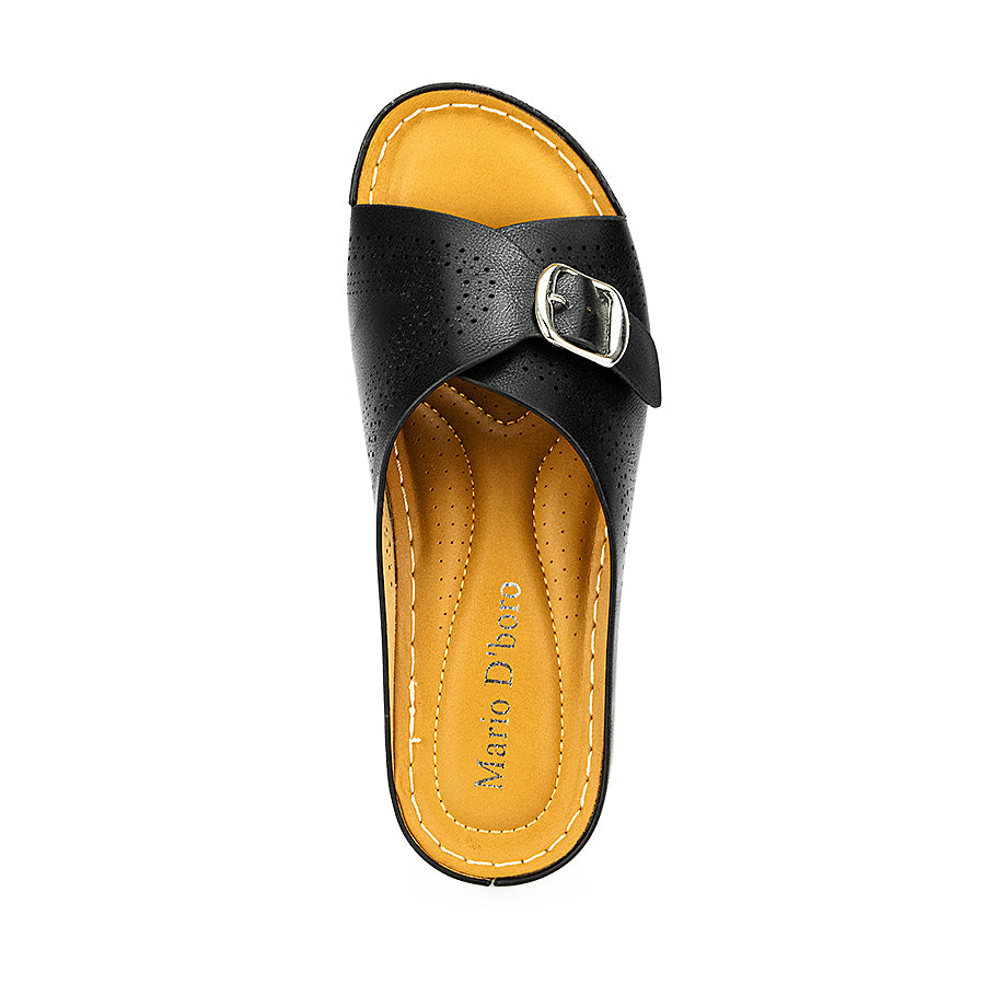 Mario D' Boro Women's Flat Sandals Lw 25965 Beige/Black C44-C45