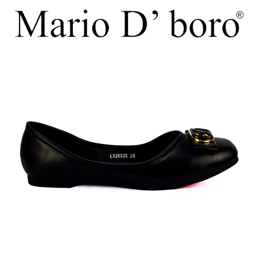 Mario D' Boro Women's Ballet Flats LX 26325 Black and Bone C49