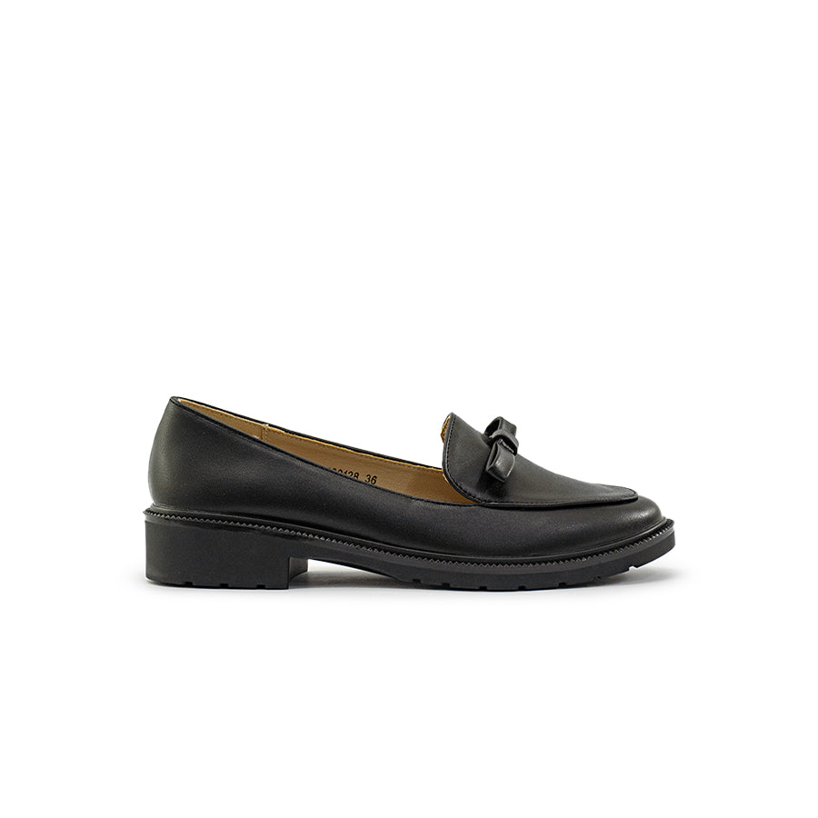 Mario D' boro Women's LZ 30128 C94 Black School Shoes with bow detail, low block heel