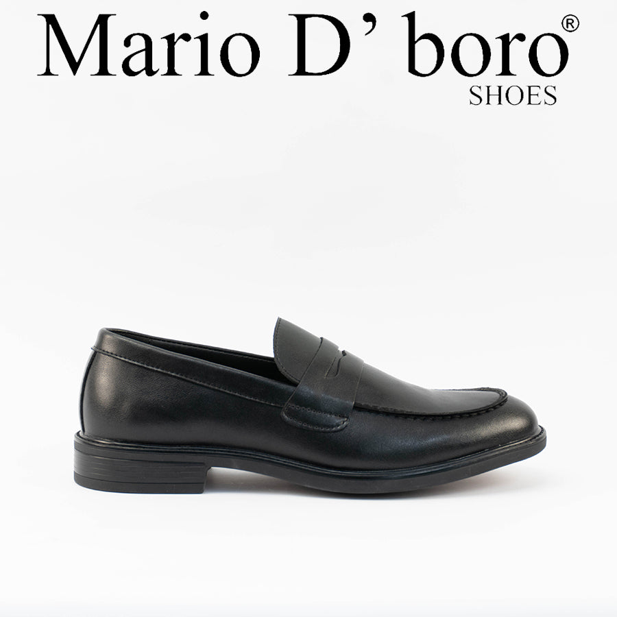 Mario D' boro Men's MZ 27524 C100 Black / Dark Brown formal slip-on shoes with low heel and classic design. Suitable for formal