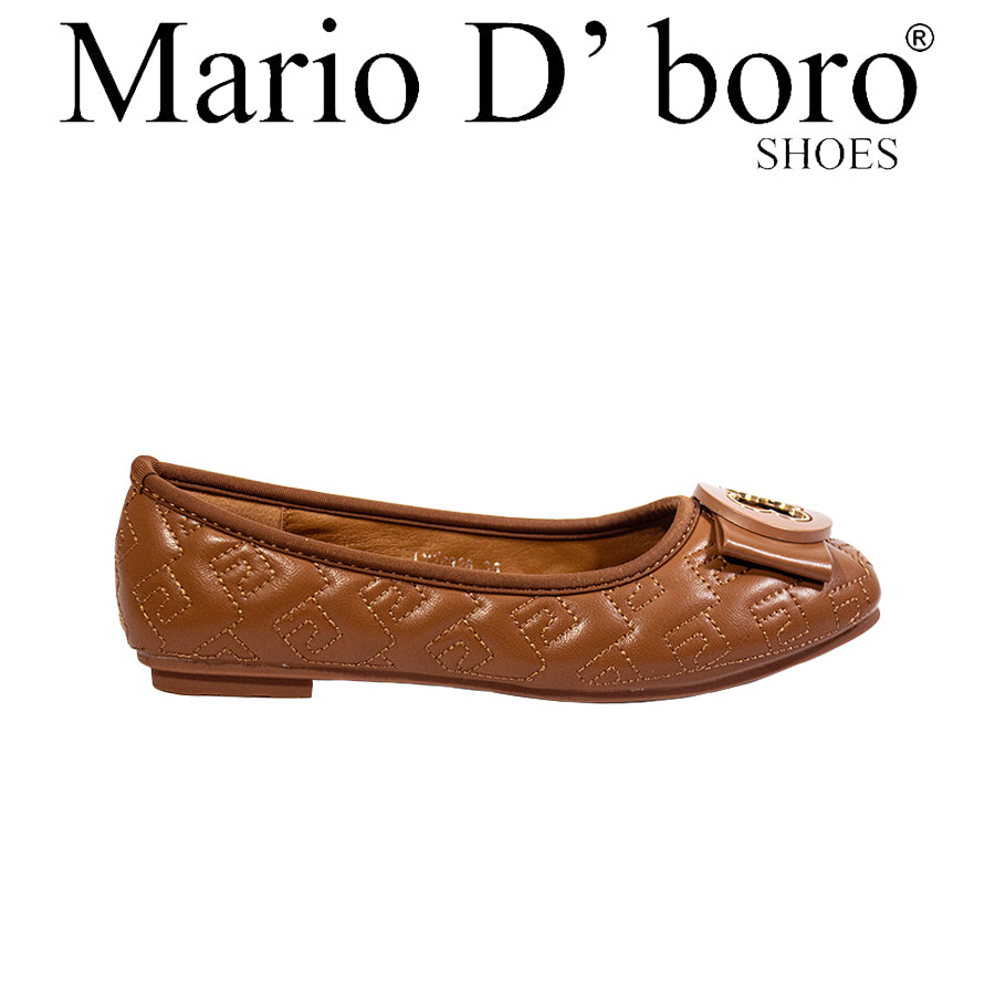 Mario D' Boro Women's Ballet Flats LY 26926 Bone/Brown C67