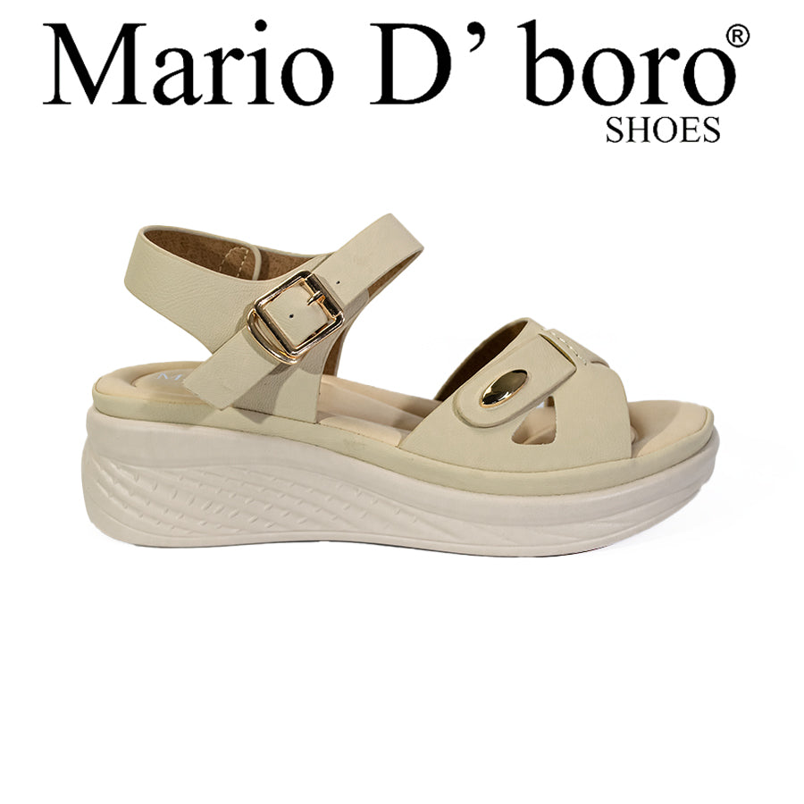 Mario D' Boro Women's Flat Sandals LX 26864 Beige and Black C52 C65