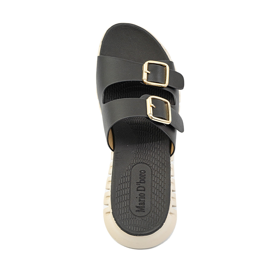 Mario D' boro Women's Flat Sandals LY 29125 - Black Gold / Bone C86