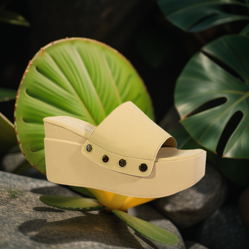 Mario D' Boro Women's Wedge Sandals LX 27050 Beige/Dark Brown C52