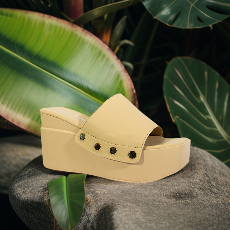 Mario D' Boro Women's Wedge Sandals LX 27050 Beige/Dark Brown C52