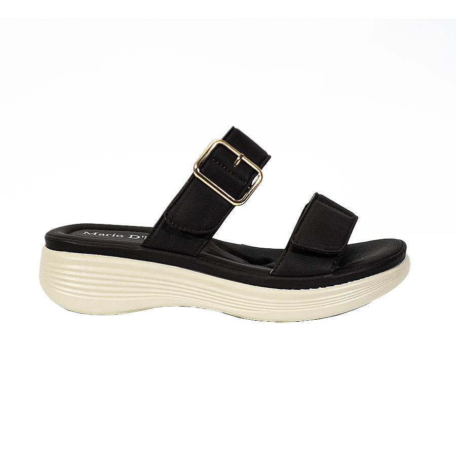 Mario D' Boro Women's Flat Sandals LY 28019 Bone/VDark Brown C65