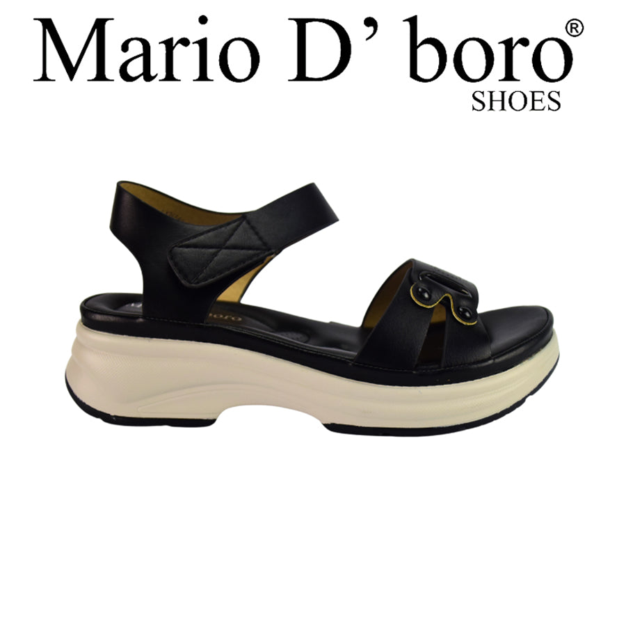 Mario D' Boro Women's Flat Sandals LX 24564 Beige/Black C51