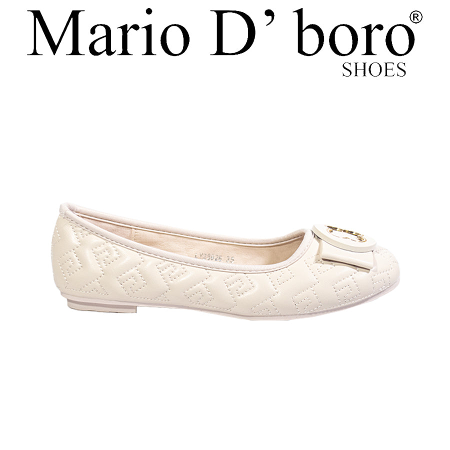 Mario D' Boro Women's Ballet Flats LY 26926 Bone/Brown C67