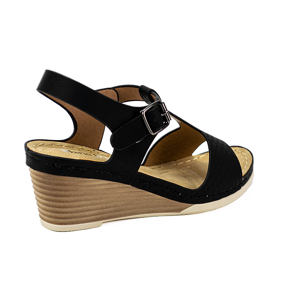 Mario D' Boro Women's Wedge Sandals LW 22397 Black/Dark Brown
