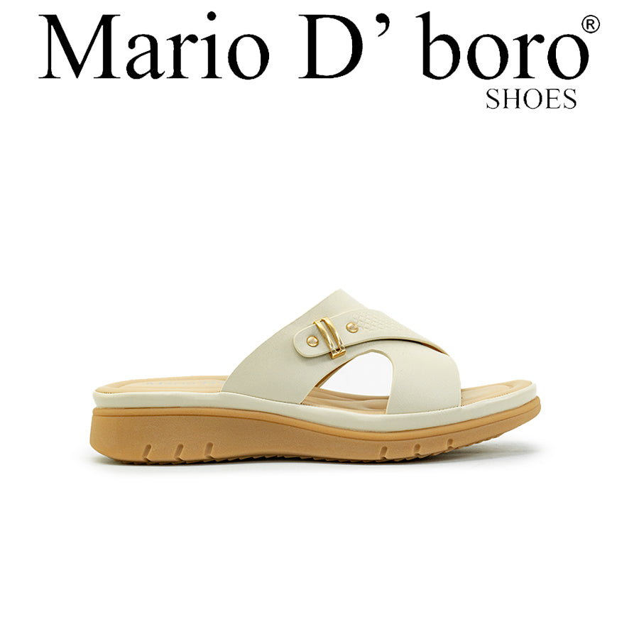 Mario D' boro Women's Flat Sandals LY 27772 - Dark Beige / Off White C89