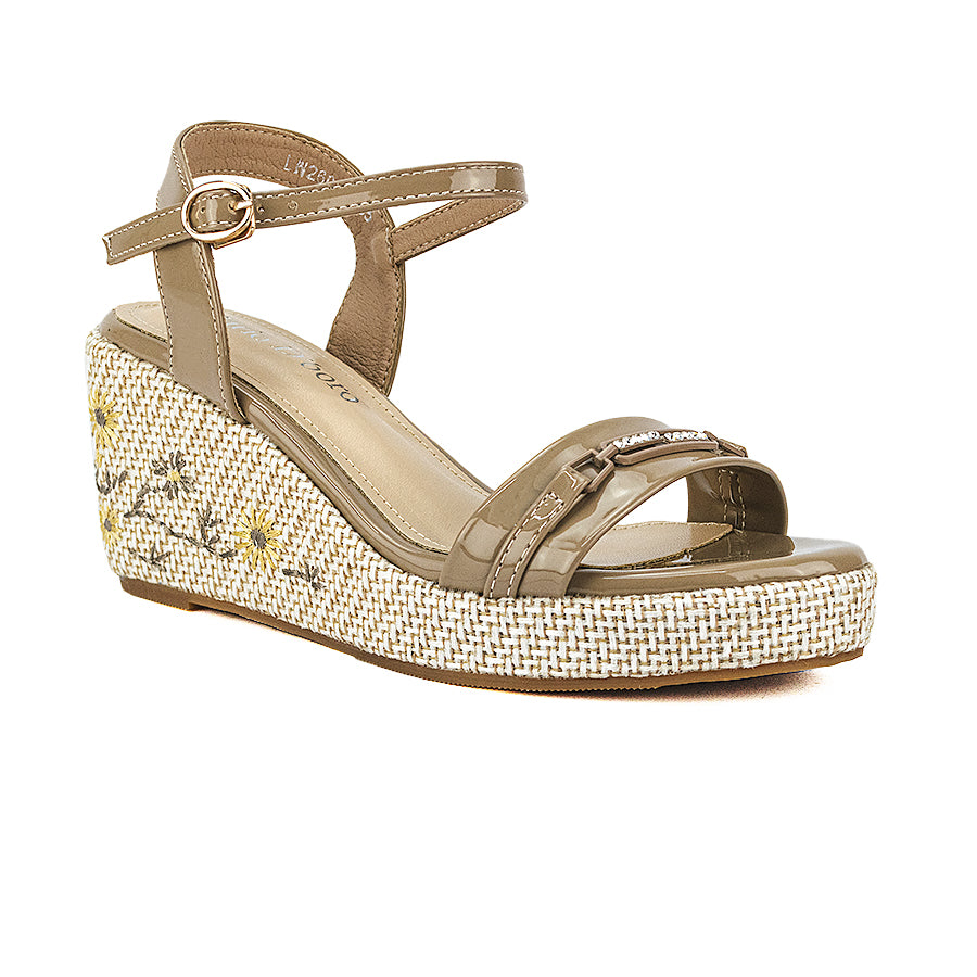 Mario D' Boro Women's Wedge Sandals Lw 26058 Beige/Coffee C46