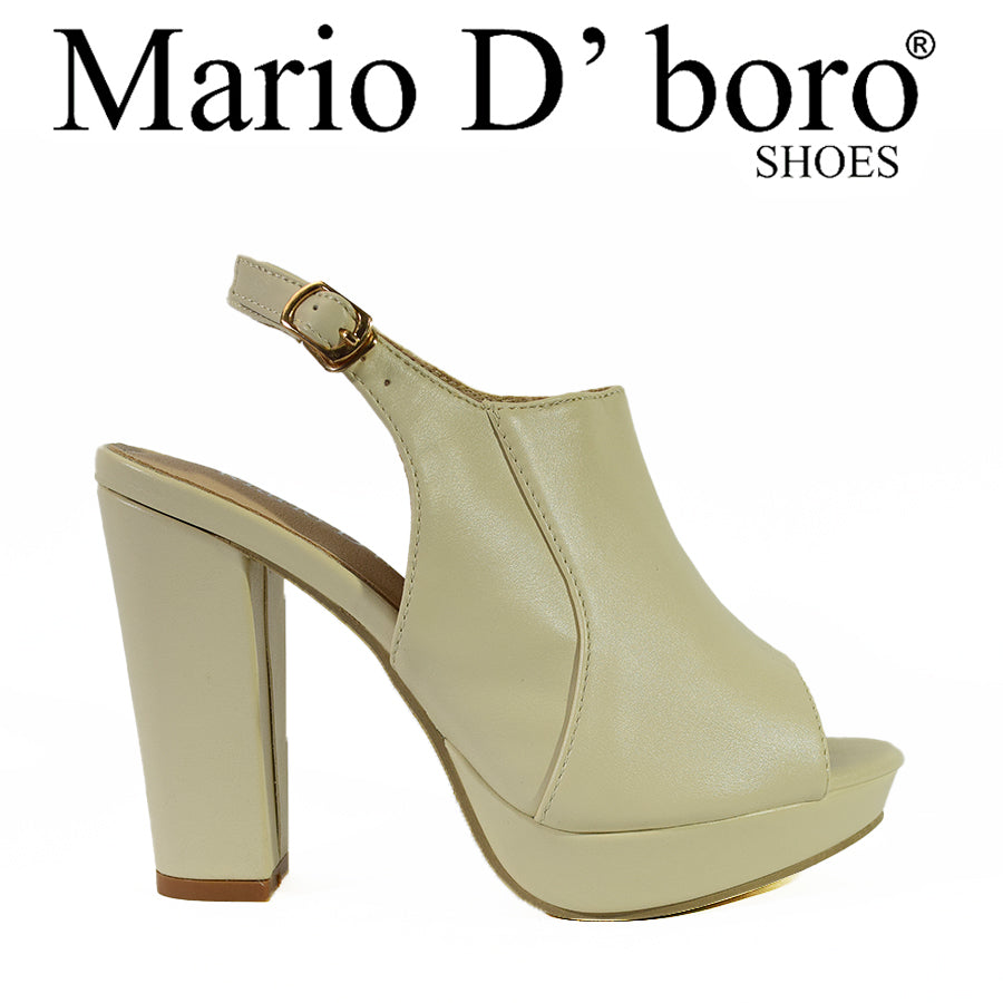 Mario D' Boro Women's Heeled Sandals LX 27219 Beige/Black C56