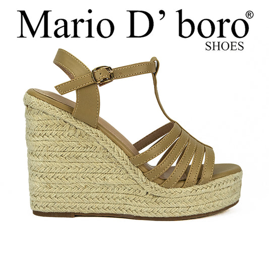 Mario D' Boro Women's Wedge Sandals Lw 25234 Off White/Taupe C36