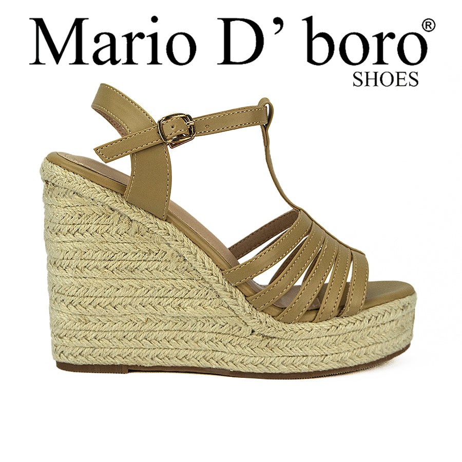 Mario D' Boro Women's Wedge Sandals Lw 25234 Off White/Taupe C36