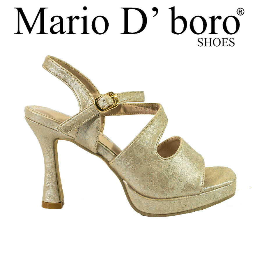 Mario D' Boro Women's Heeled Sandals LX 27730 Beige/Silver C61