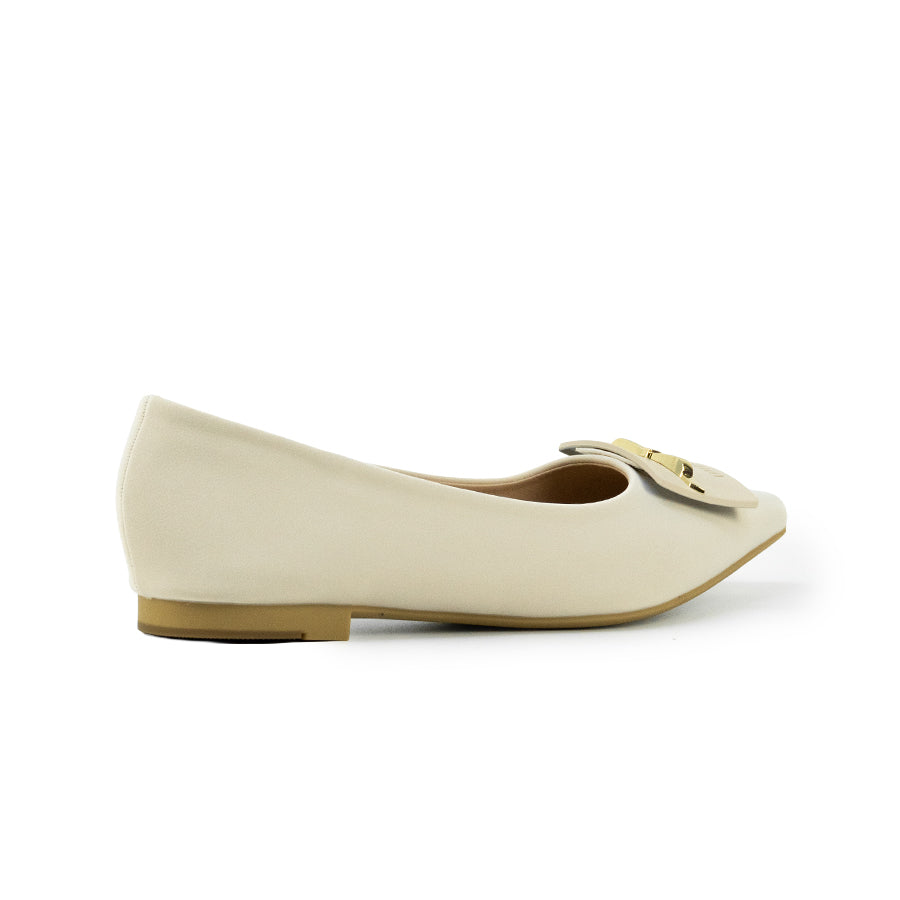 Mario D' boro LZ 29690 C102 Women's Light Beige / Taupe ballet flat shoe with bow detail and low heel.