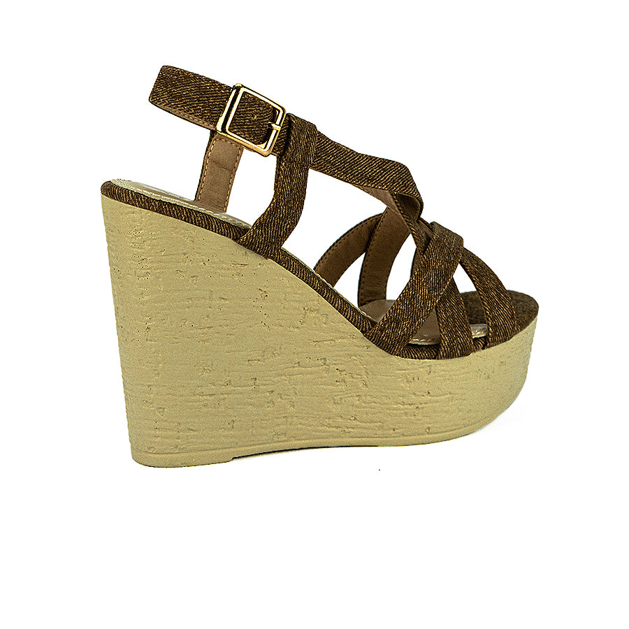 Mario D' Boro Women's Wedge Sandals Lw 25027 Beige/Brown C31