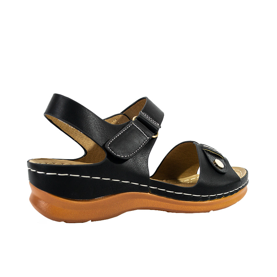 Mario D' Boro Women's Wedge Sandals LX 27607 Black/Brown C58