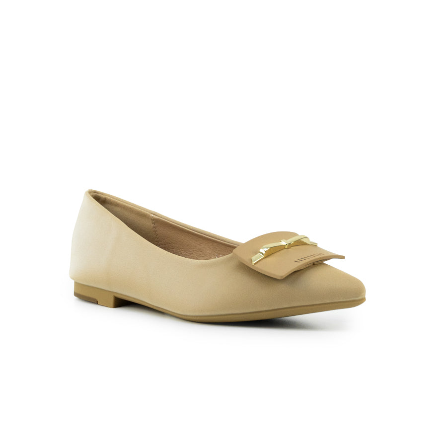 Mario D' boro LZ 29690 C102 Women's Light Beige / Taupe ballet flat shoe with bow detail and low heel.